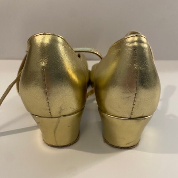 Dance Ballroom/ Latin shoes 1 1/2 inch Heel Gold Size 4 - Picture 4 of 11